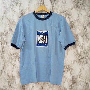 Simpsons Duff Beer Light Blue Ribbed Graphic T shirt Size Large